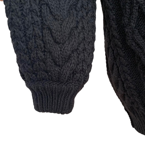 Maje Mouffle Wool Cable Knit Chunky Black Long Cardigan - Picture 11 of 16